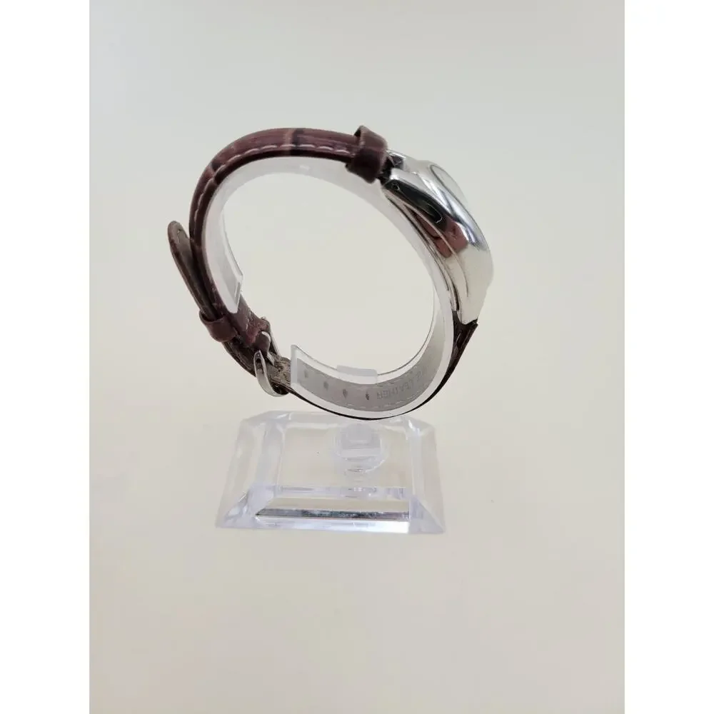 Ecclissi 22650 Women's Sterling Silver Watch Mother of Pearl Dial Brown Leather